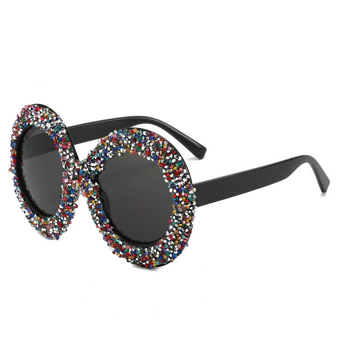LARGE FRAME OVAL RHINESTONE SUNGLASSES