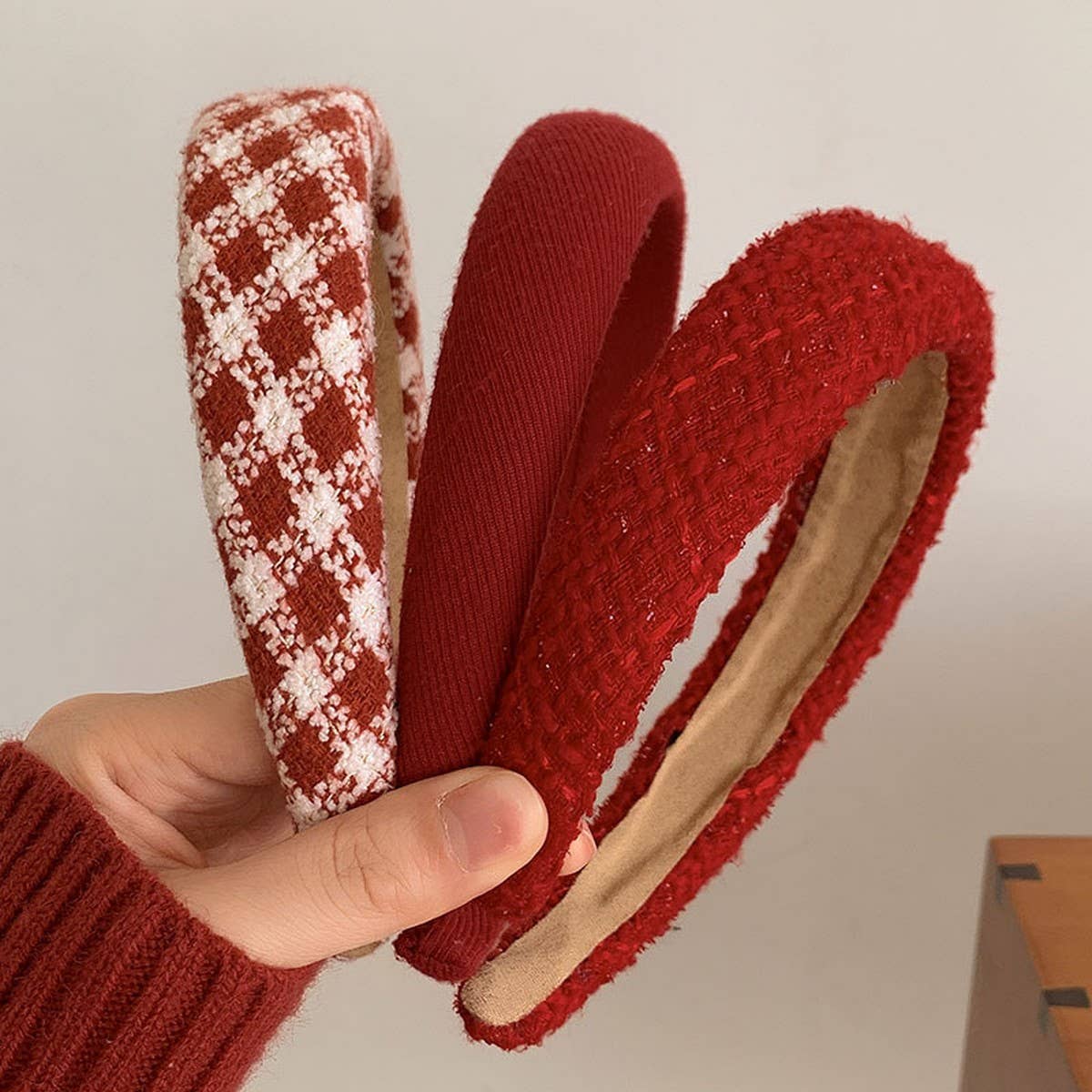 Christmas Red Headband,Retro Elegant Winter Style