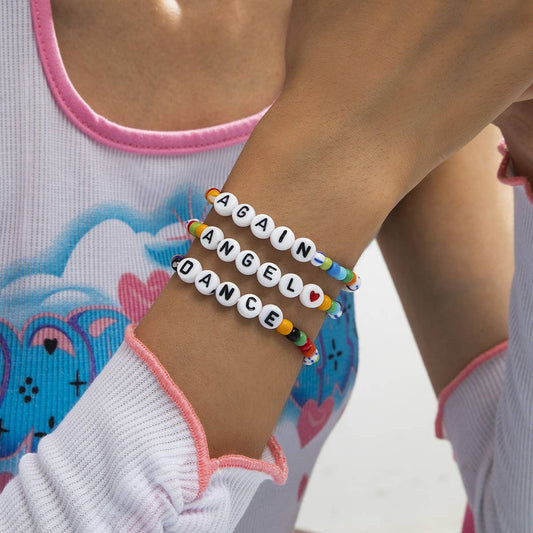 LETTER MIXED COLOR MACARON BEADED BRACELET