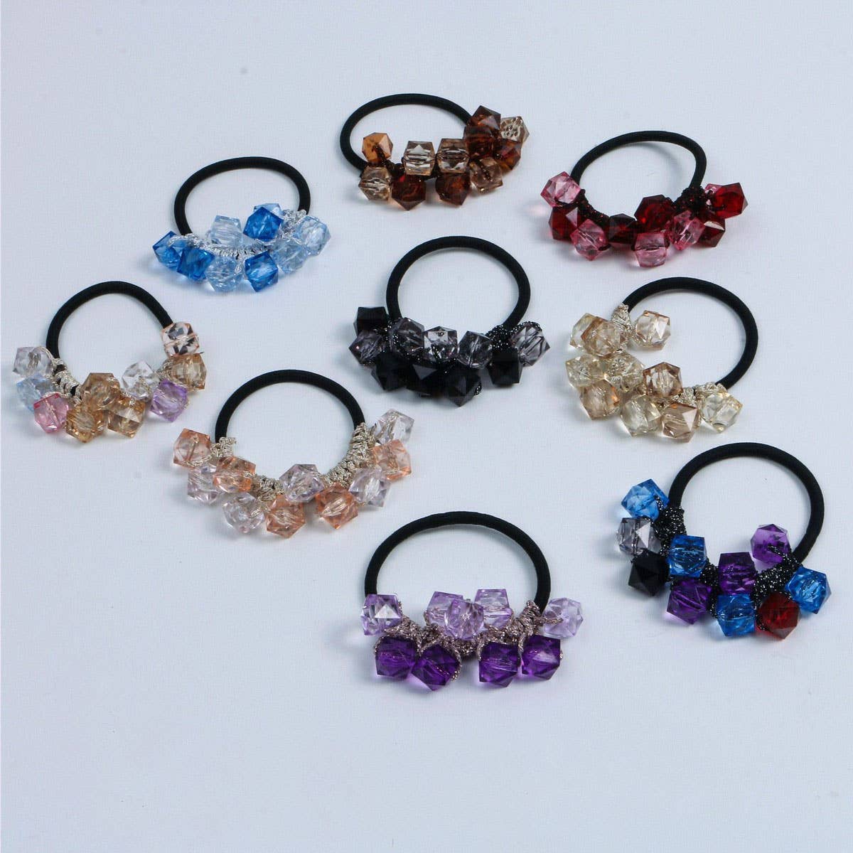 Fresh Clear Square Bead Hair Tie Cute Simple Band