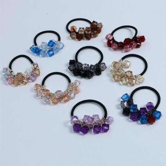 Fresh Clear Square Bead Hair Tie Cute Simple Band