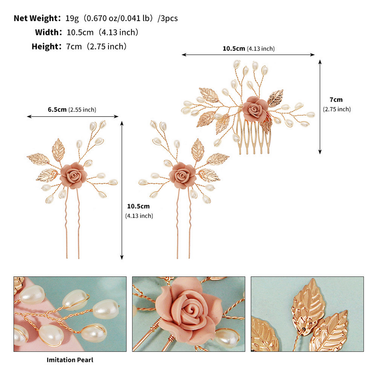 Handmade Hair Pin Set - Vintage Pearl Flower Comb