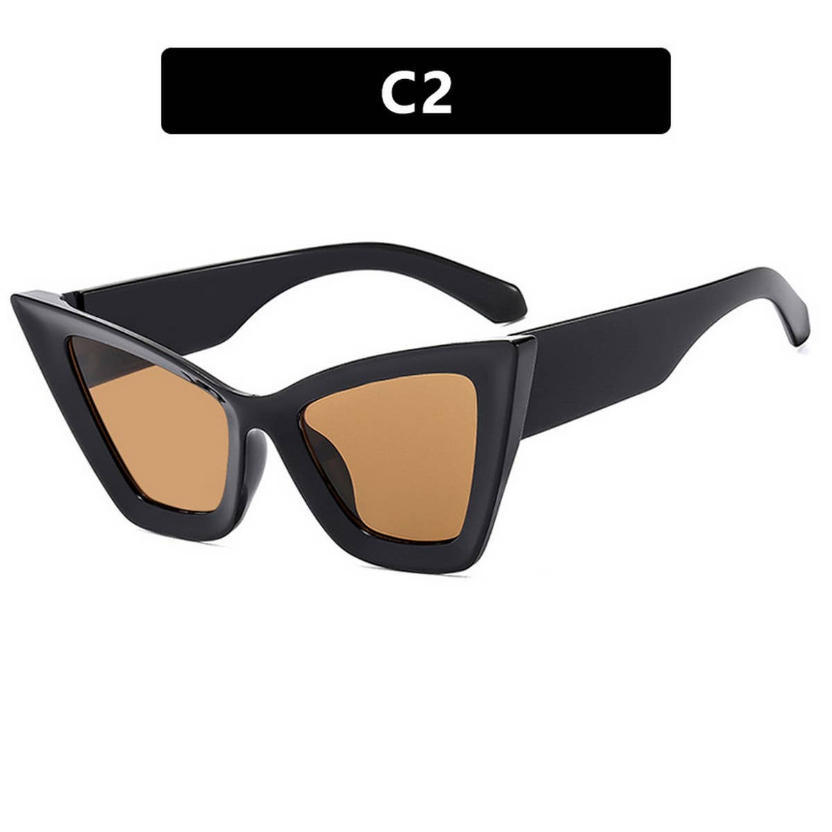 UV PROTECTION LARGE FRAME CAT EYE SUNGLASSES