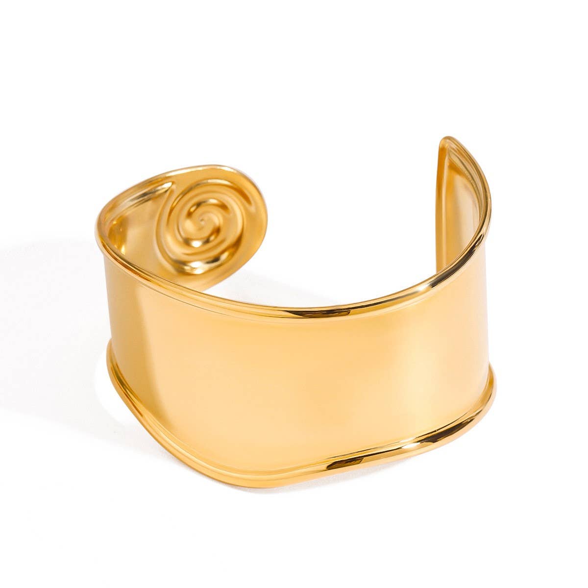 Stylish 18K Gold Spiral Open Bangle, No Fade_CWAJE4724