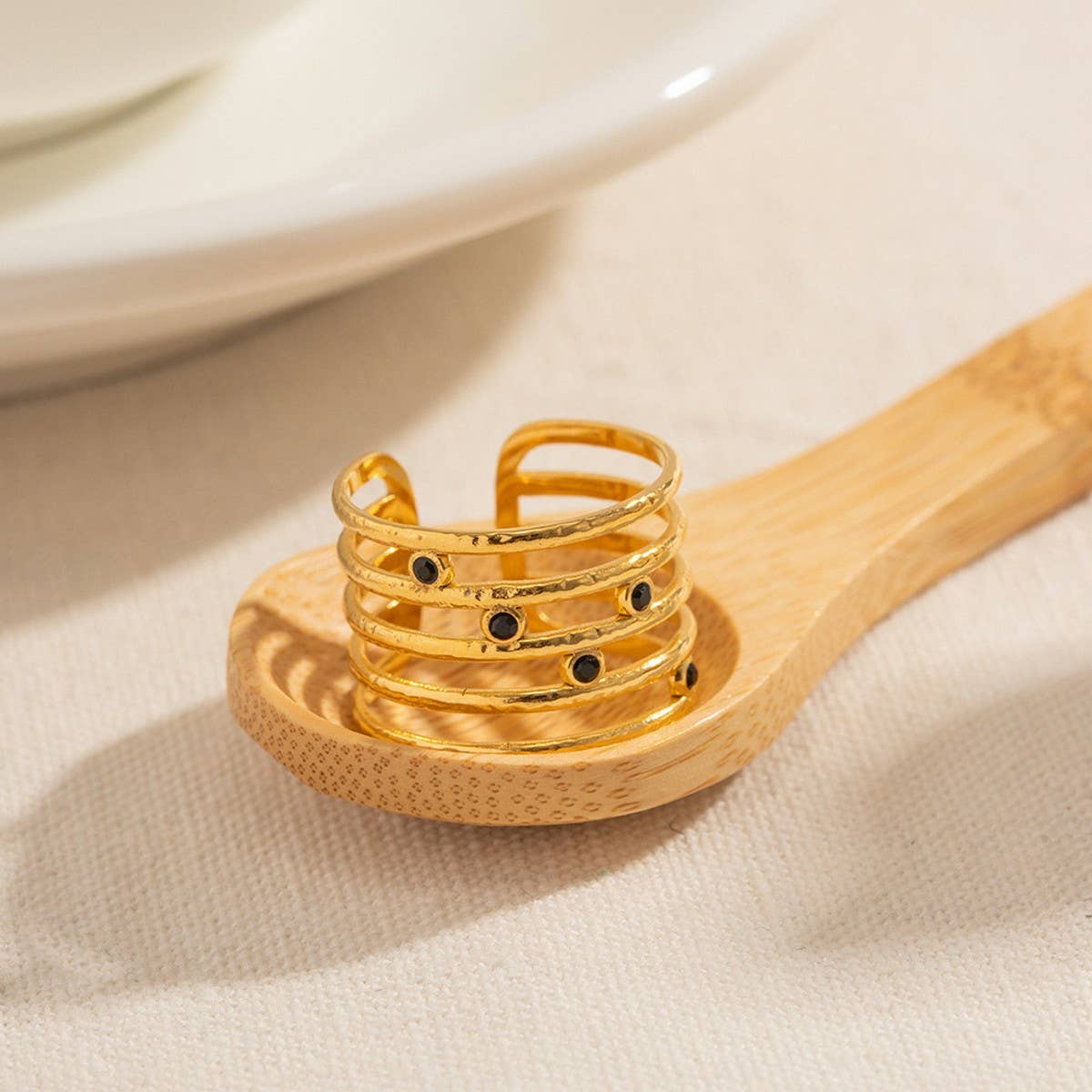 SIMPLE MULTI-LAYERED OPEN RING WITH DIAMONDS_CWAJE1395