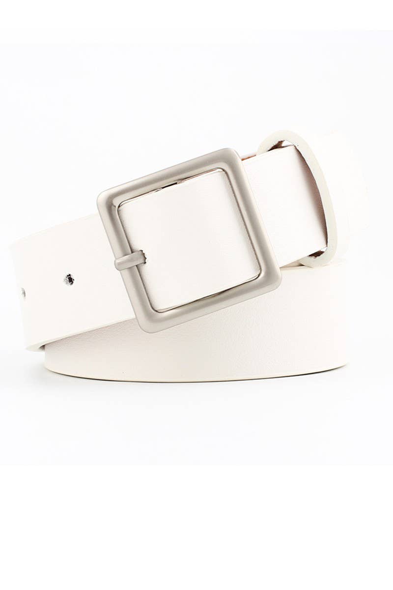 BASIC LEATHERETTE TRENDY SQUARE BUCKLE BELT_CWABE006