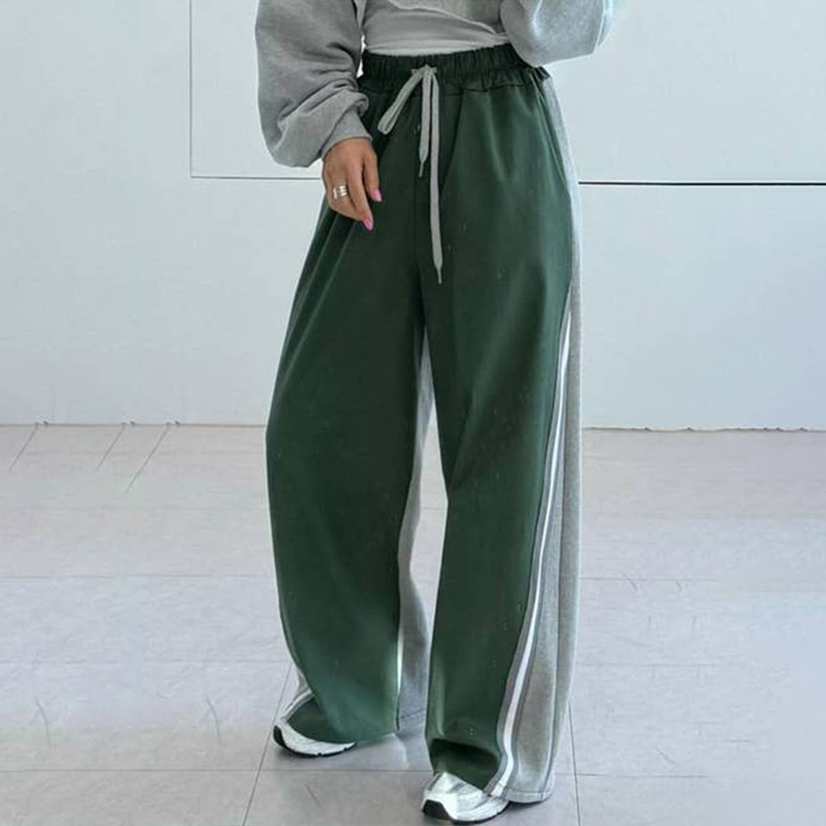 PATCHWORK ELASTIC-WAIST SPORTS SWEATPANTS