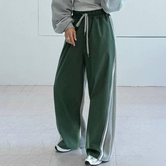 PATCHWORK ELASTIC-WAIST SPORTS SWEATPANTS