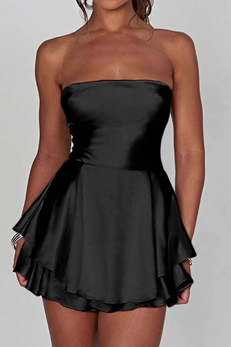 CWDSD7854_SUMMER TUBE TOP BACKLESS DRESS