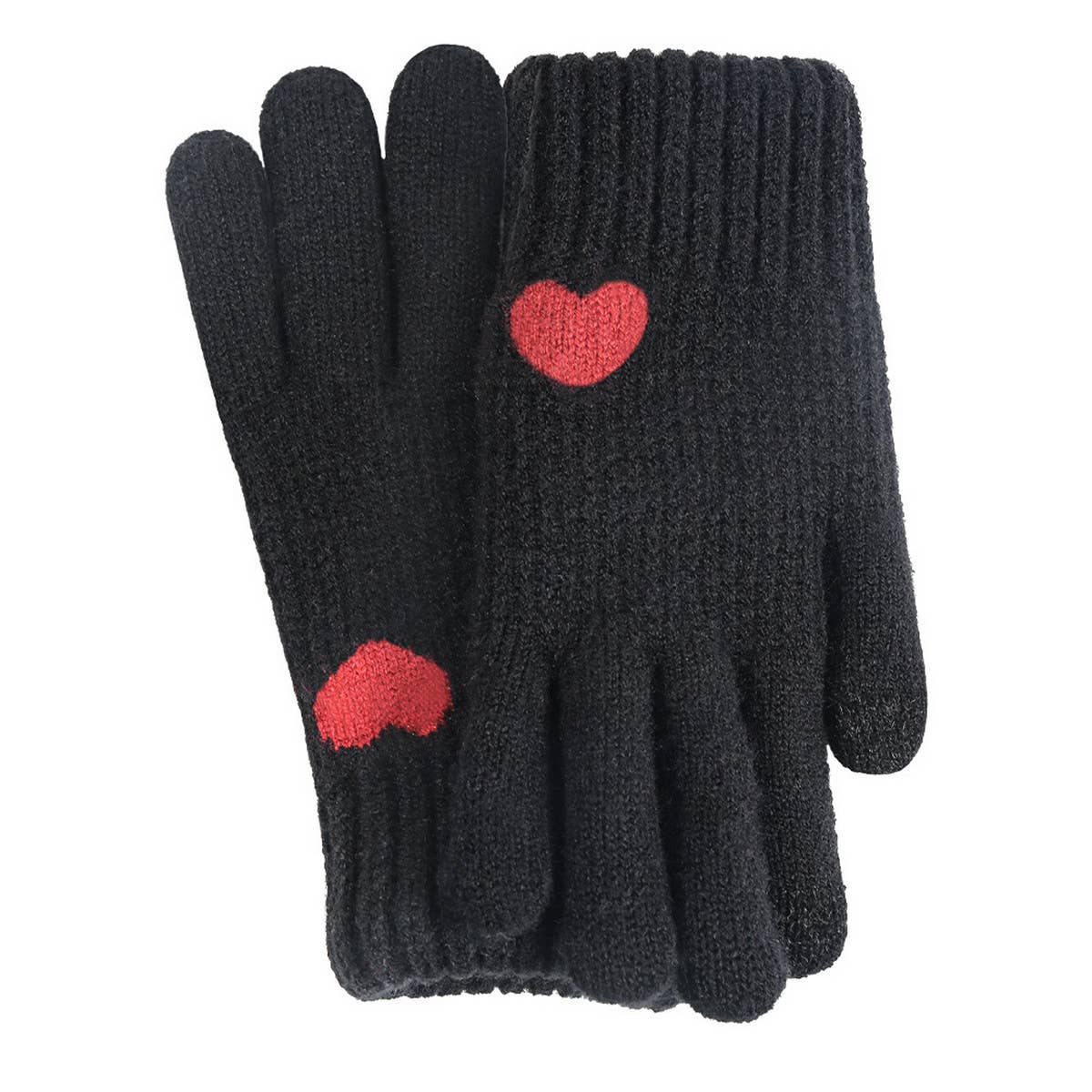 WOMEN HEART JACQUARD KNITTED GLOVES_CWAG0135