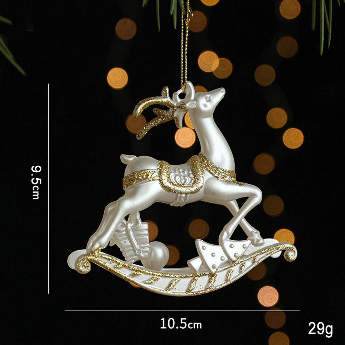 Gold Glitter Xmas Sled Santa Angel Reindeer Decor