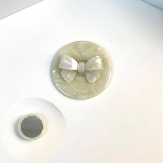 Acetate Bow Round Mirror Handheld Makeup Mirror_CWMM6367