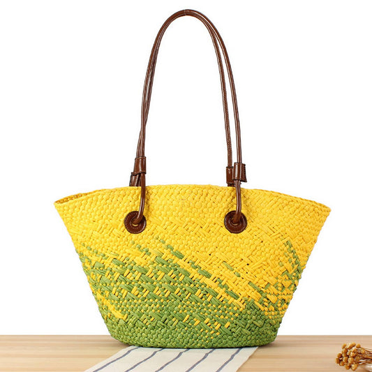 FRESH GRADIENT BLUE HANDWOVEN STRAW BAG_CWAB2033