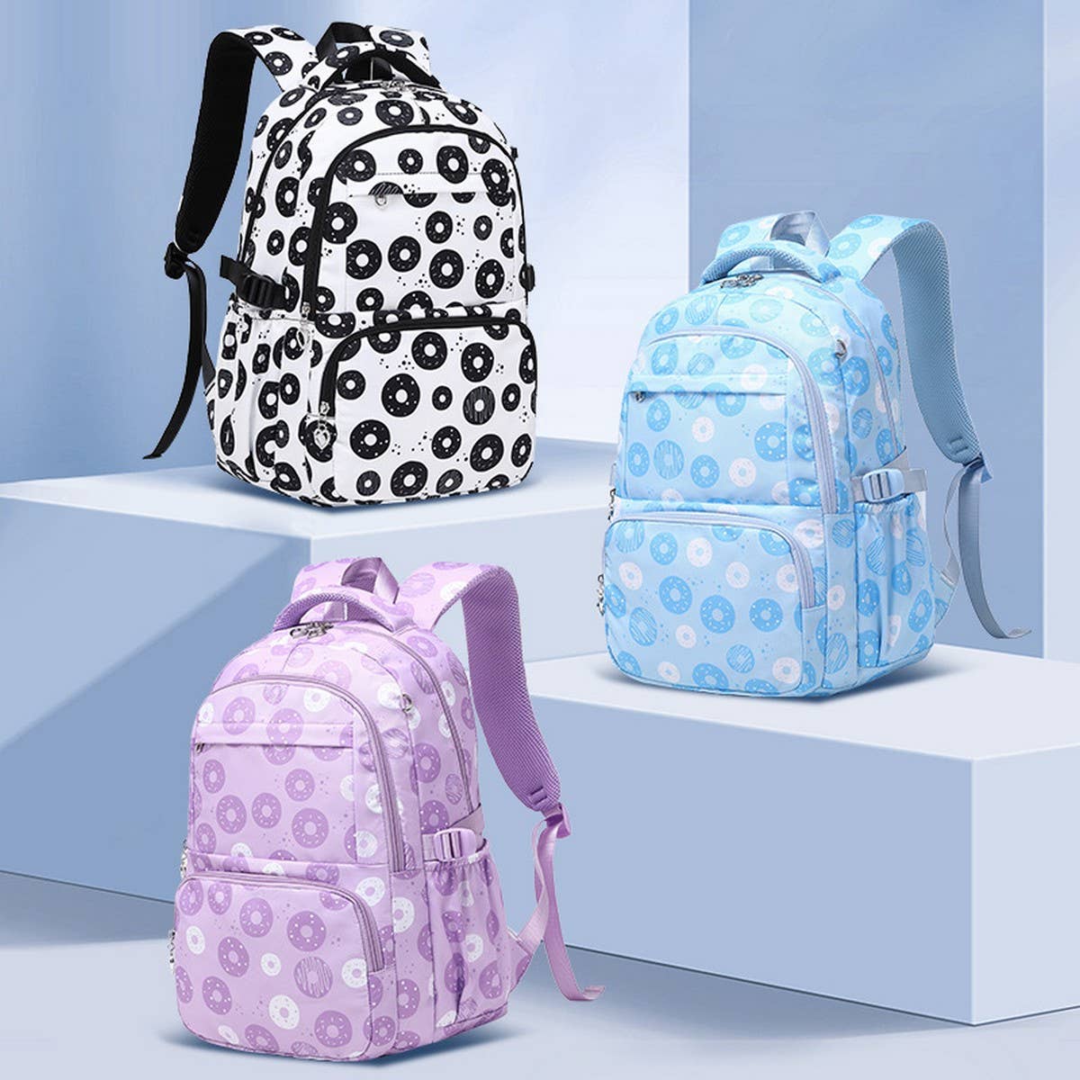 Backpacks for School, Donut 3-Piece Nylon Set_CWAB5467