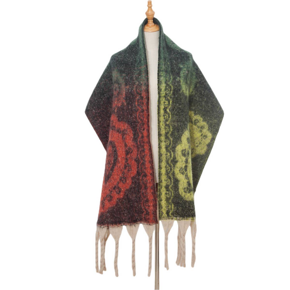 Paisley Jacquard Scarf ??Thick Fringe Winter Shawl_CWASC0857