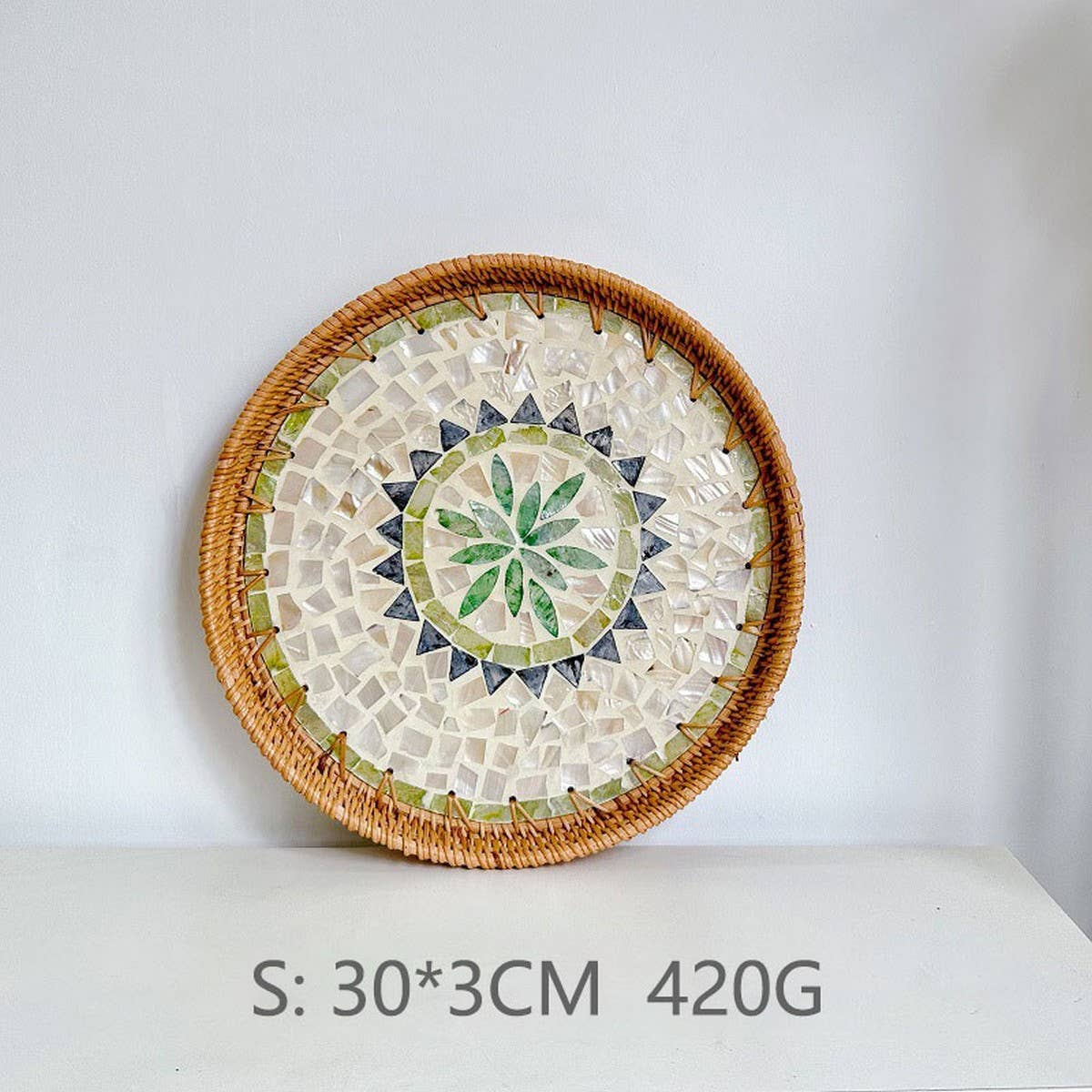 RATTAN FRUIT PLATE TEA ROOM SHELLBASKET ROUND PLATE_CWMM4495