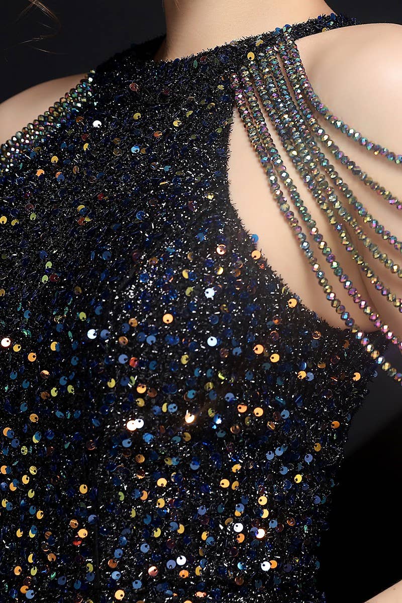 CWDSD7338_NEW STYLE FANTASY SEQUIN SHORT PARTY DRESS