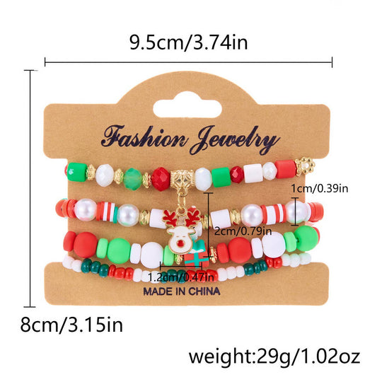 CHRISTMAS COMBINATION COLORFUL ELASTIC BRACELET