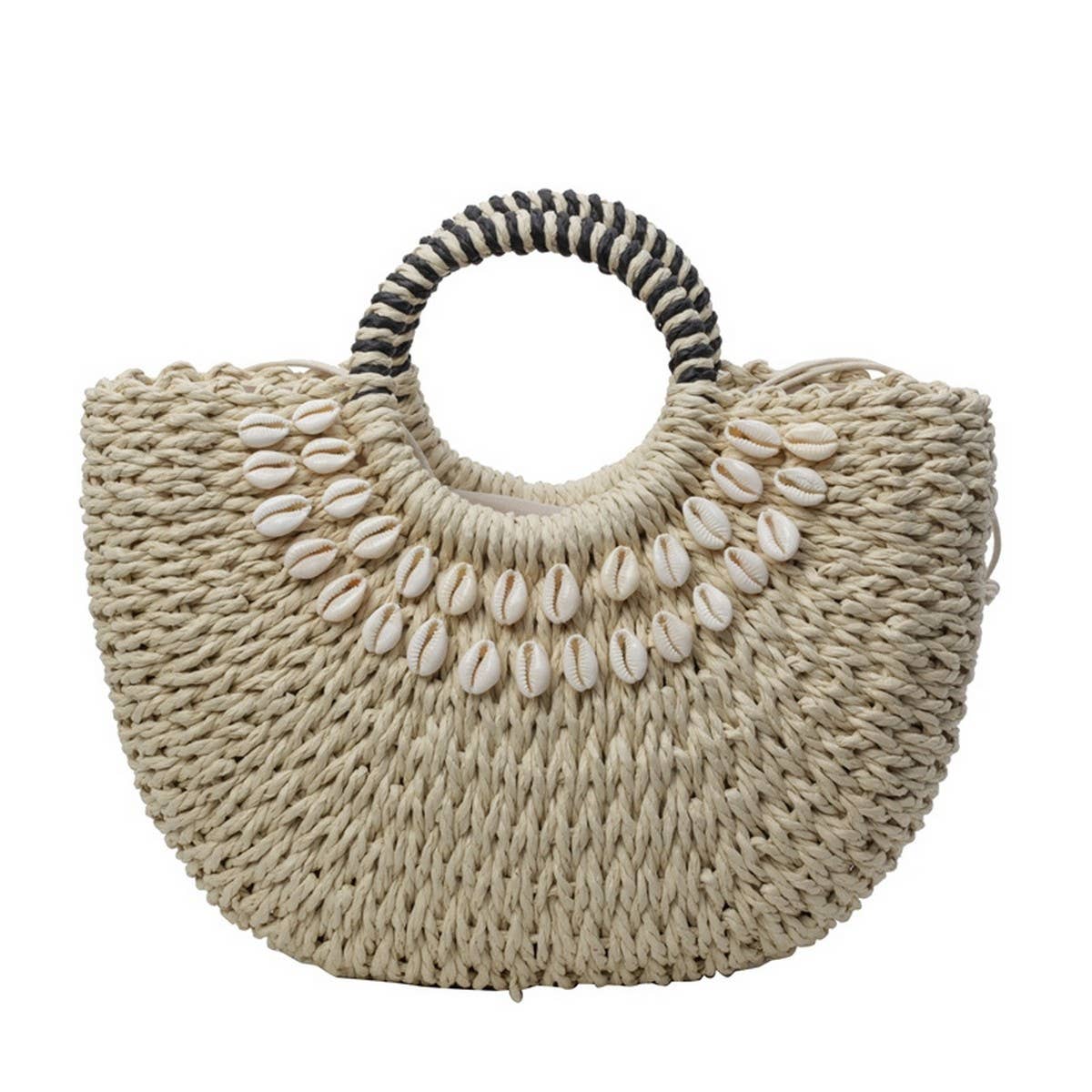 RETRO SEMICIRCLE FASHIONABLE SHELL WOVEN BAG_CWAB2316