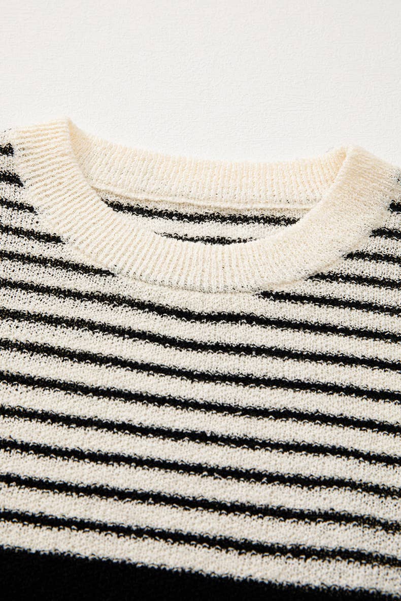 Striped crew-neck sweater vest color matching