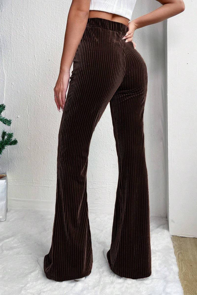 CWBLP2056_HIGH WAIST CORDUROY FLARE WIDE LEG SWEATPANTS