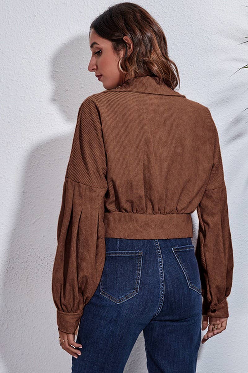 CWOJA1094_BALLOON SLEEVE CORDUROY SHORT JACKET