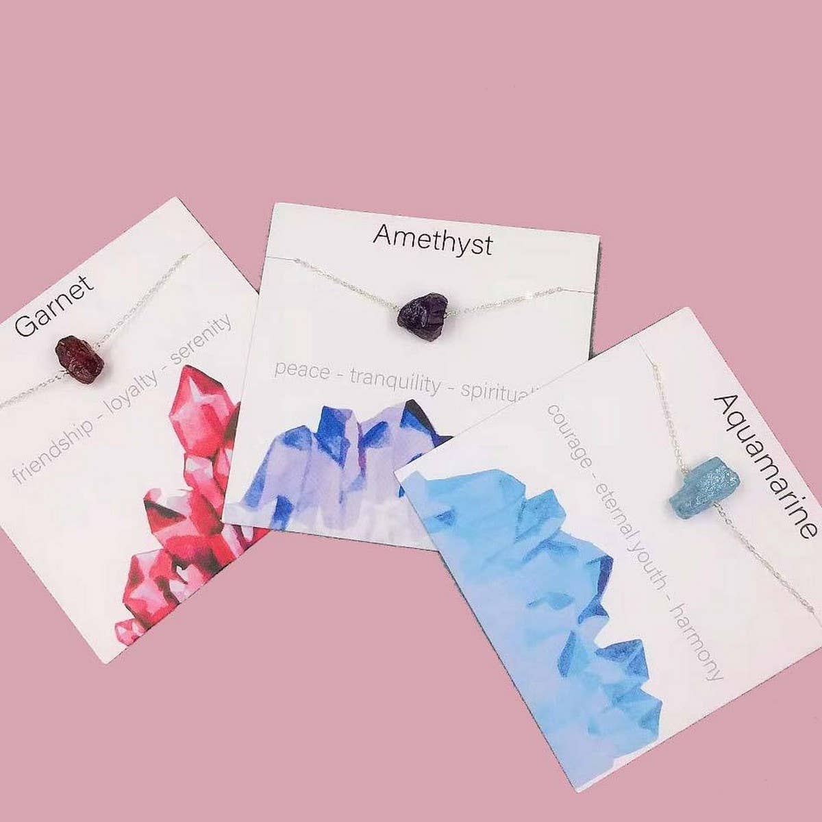 NATURAL CRYSTAL PENDANT NECKLACE WITH CARD