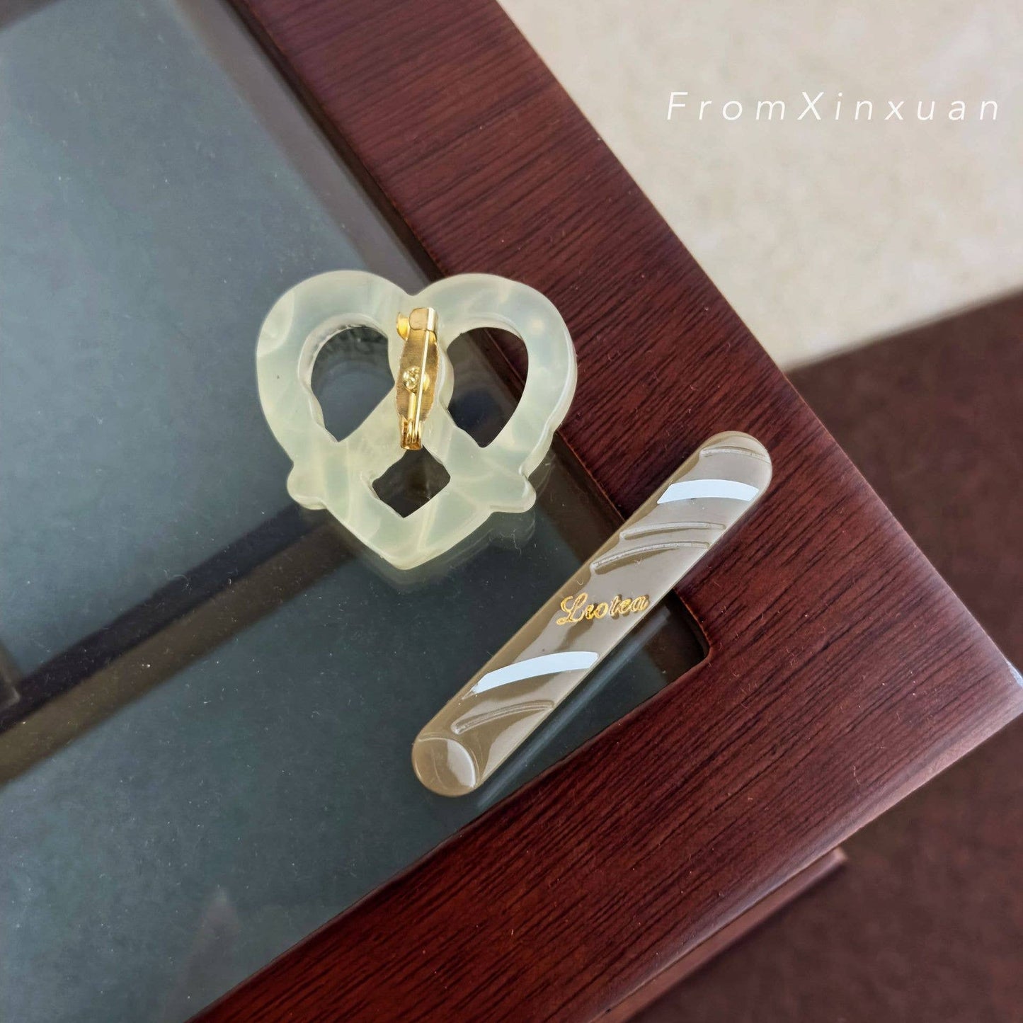 Acetate textured soda bread brooch pastry accessory