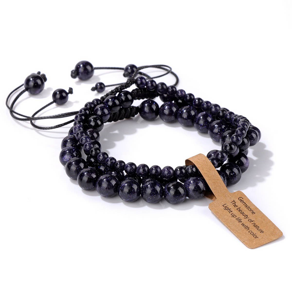 CWAJE4234_NATURAL STONE BEADS BRAIDED THREE-PIECE BRACELET