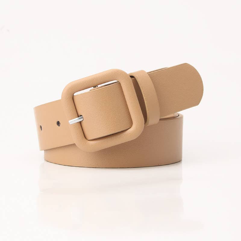 Square-buckle candy-colored versatile belt