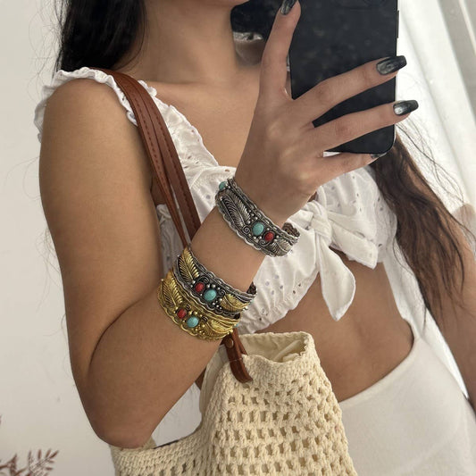 NEW RETRO OVAL TURQUOISE BRACELET FOR WOMEN