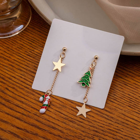 ASYMMETRIC CREATIVE CHRISTMAS EARRINGS_CWAJE1834