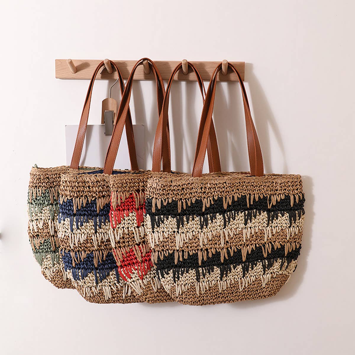 CASUAL CONTRAST COLOR HANDWOVEN BAG_CWAB1890
