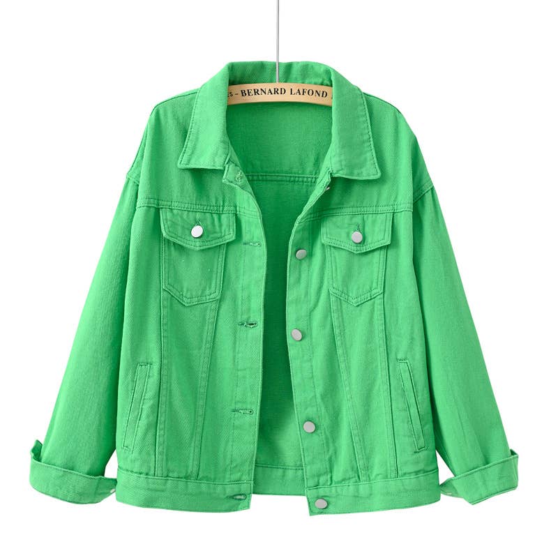 Solid color slim cropped denim jacket casual jacket