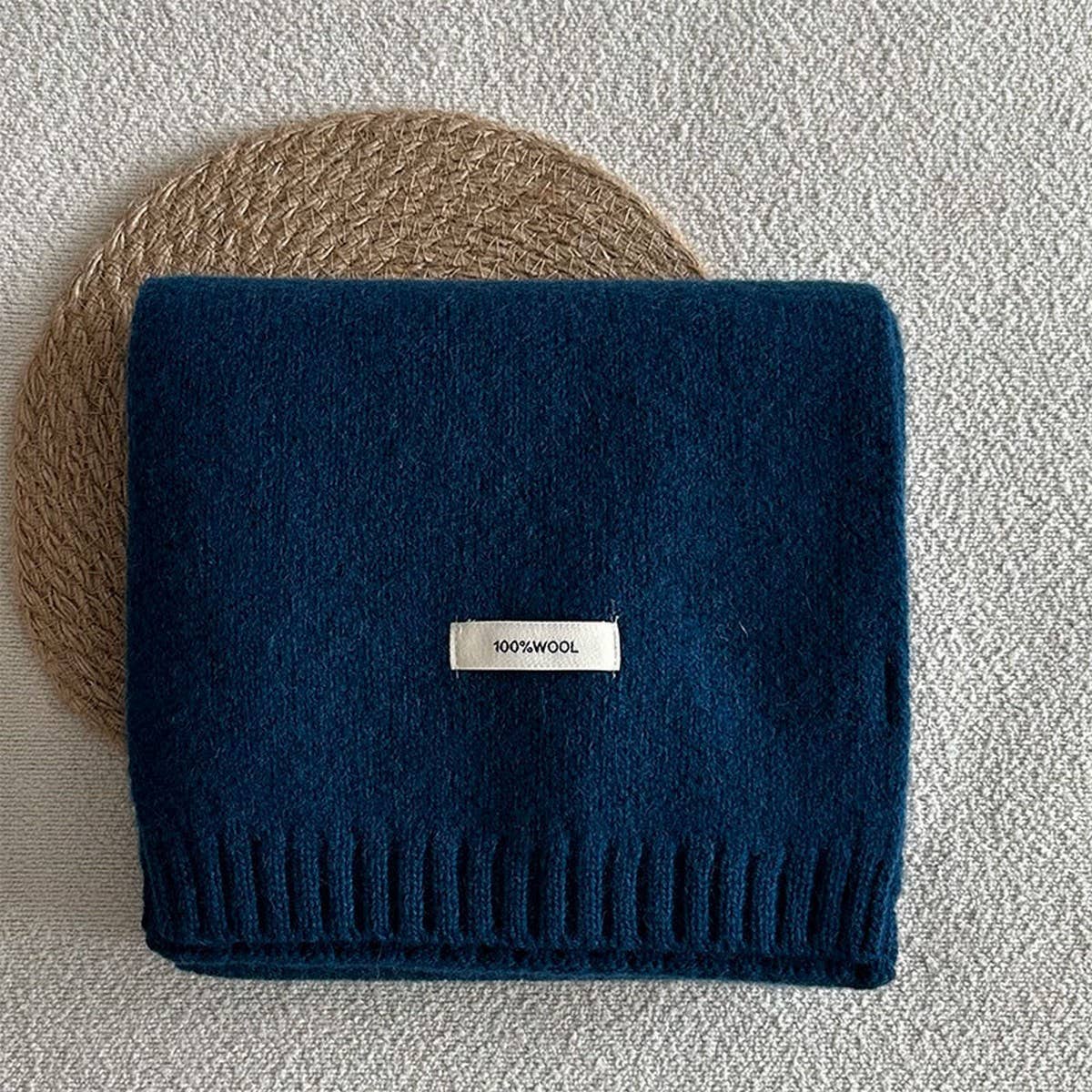 Basic 100% Wool Solid Knit Scarf Soft Warm Unisex_CWASC2288