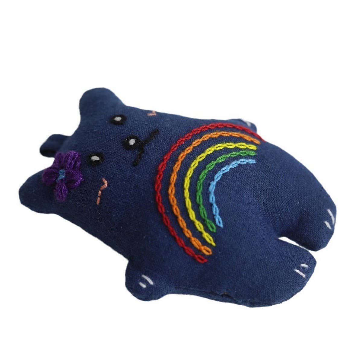 Hand-Embroidered Rainbow Bear Plush Charm