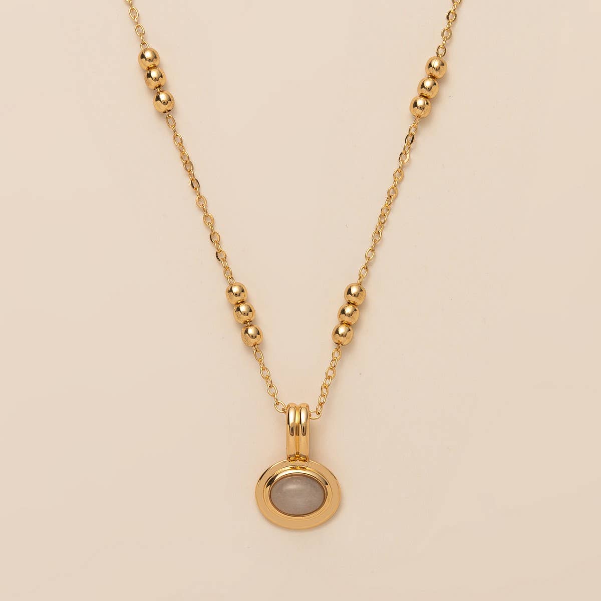 Stainless Steel Multi-Layered Gemstone Necklace_CWMM5733