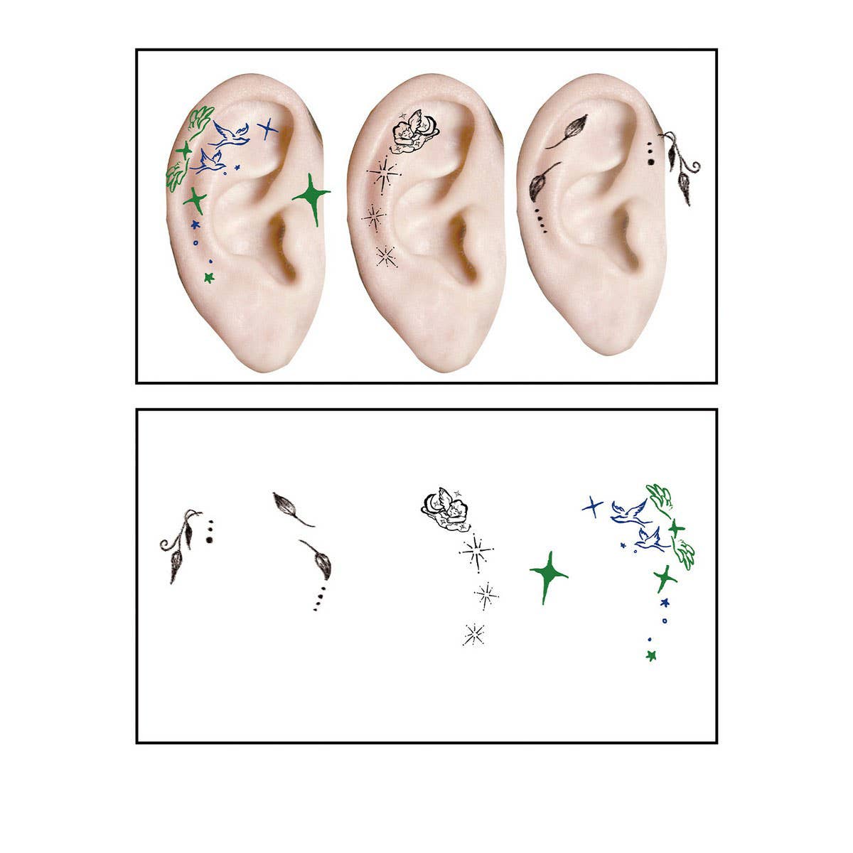 Cute Cartoon Ear Tattoos ? Waterproof Sticker Set