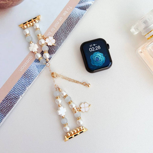 APPLE WATCH9-1 FOUR-LEAF CLOVER CAT'S EYE BEADSTRAP_CWWW0063