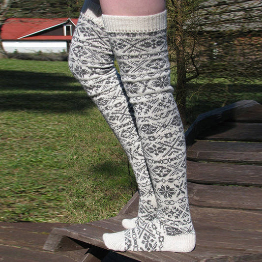 WOMEN'S CHRISTMAS SNOWFLAKE KNEE-HIGH SOCKS