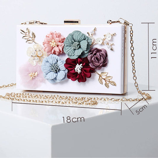 WOMEN FLOWERS DECORATE CHAIN STRAP EVENING BAG_CWAB0658
