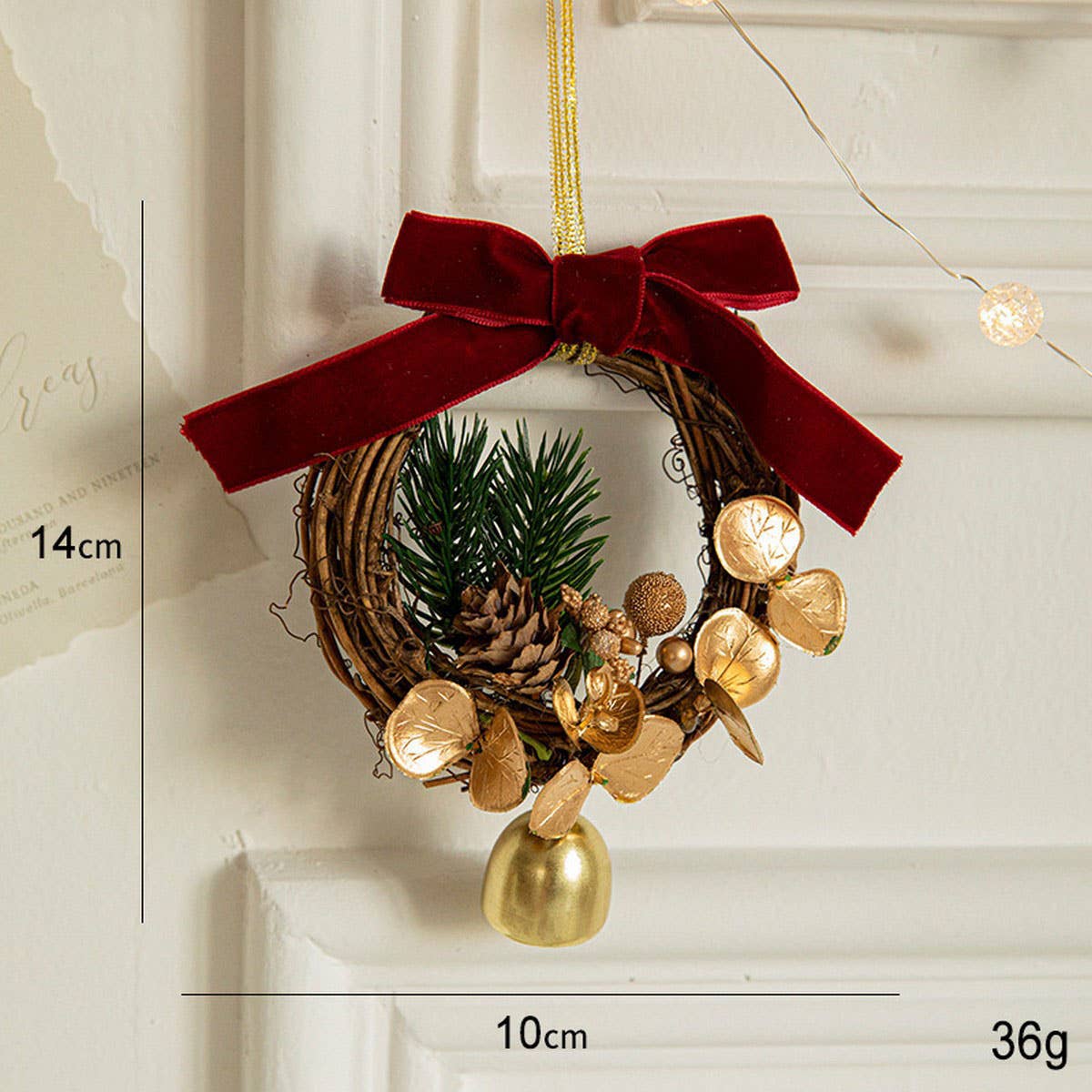 Iron Metal Christmas Bell Hanging Wreath Decor