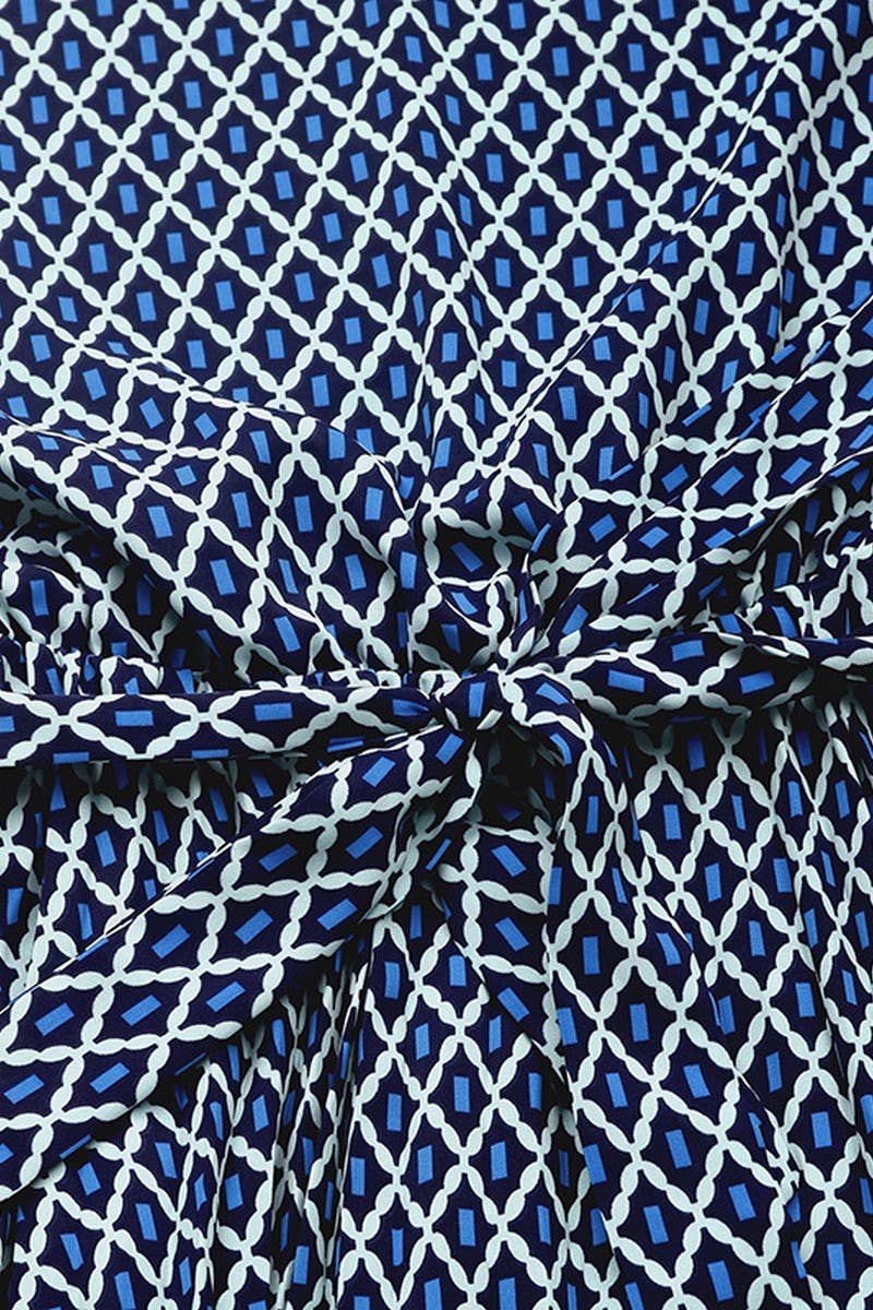 CWDMD4212_TIE-UP FLYING SLEEVES PRINTED CREW NECK DRESS