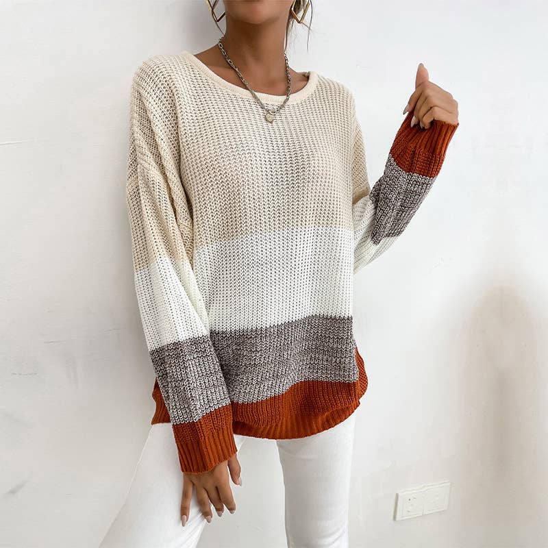 Base pullover sweater in contrasting colors