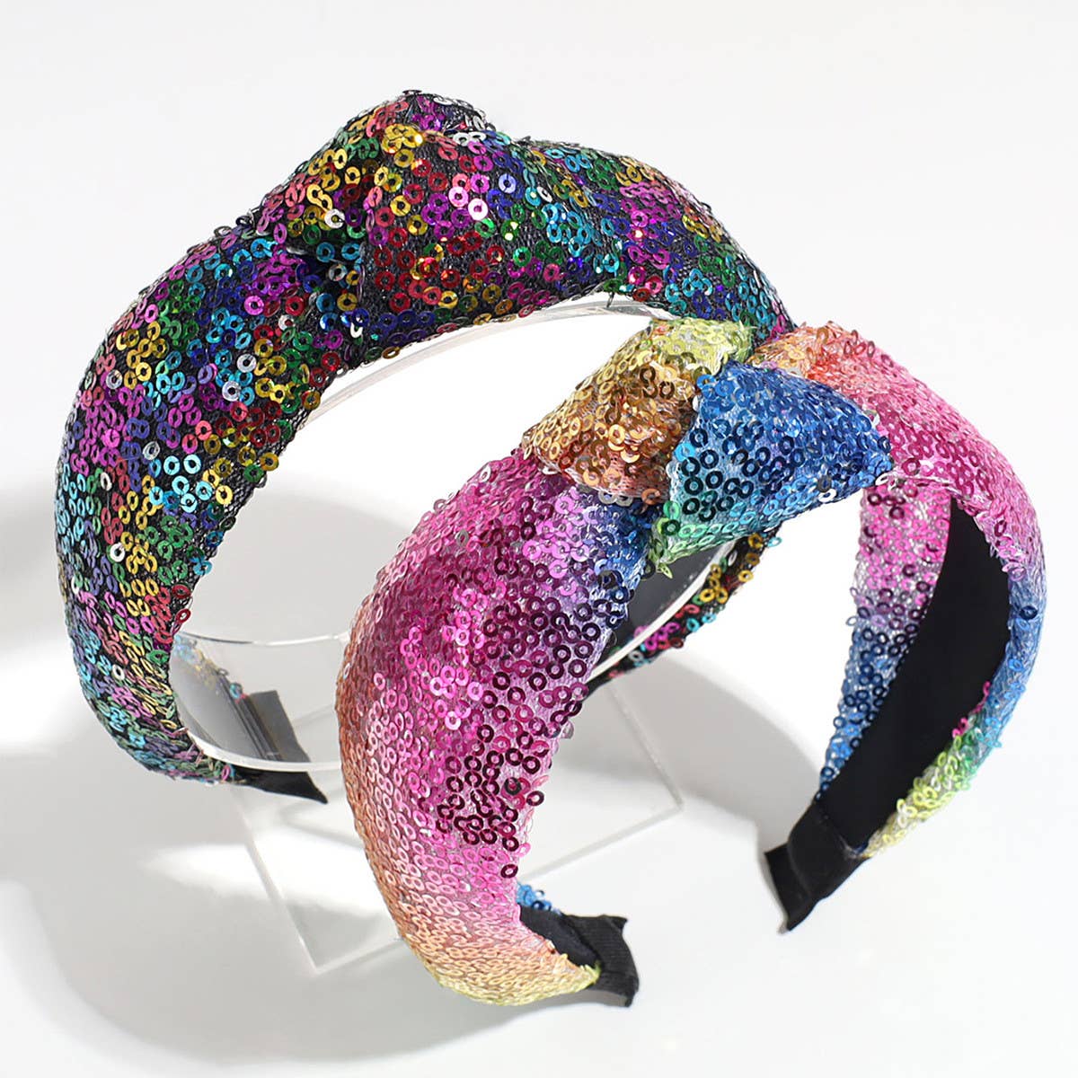 RETRO COLORFUL SEQUINED MESH KNOTTED HEADBAND_CWAHA2253