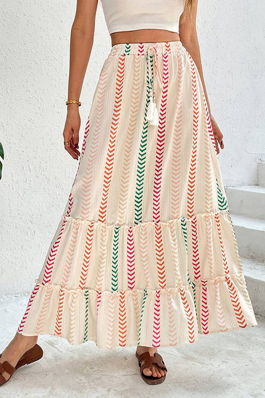 CWBLS0502_BOHO COLORBLOCK FLORAL ELASTIC WAIST SKIRT