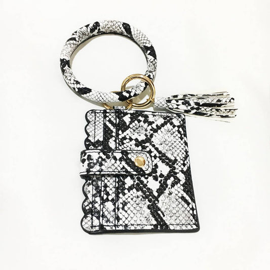 Leopard Keychain Bangle with PU Card Holder_CWAB5006