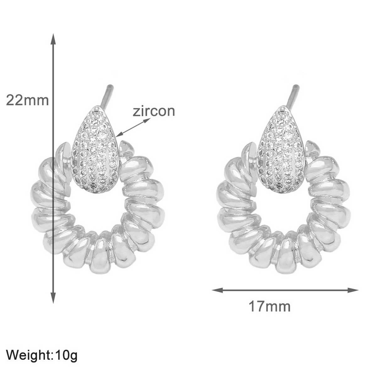 FASHIONABLE ROUND EARRINGS WITH WATER DROPLETS