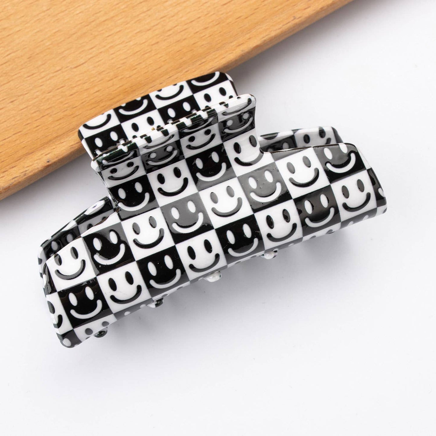 Black White Plaid Hair Claw - Retro Chic Clip_CWAHA0312