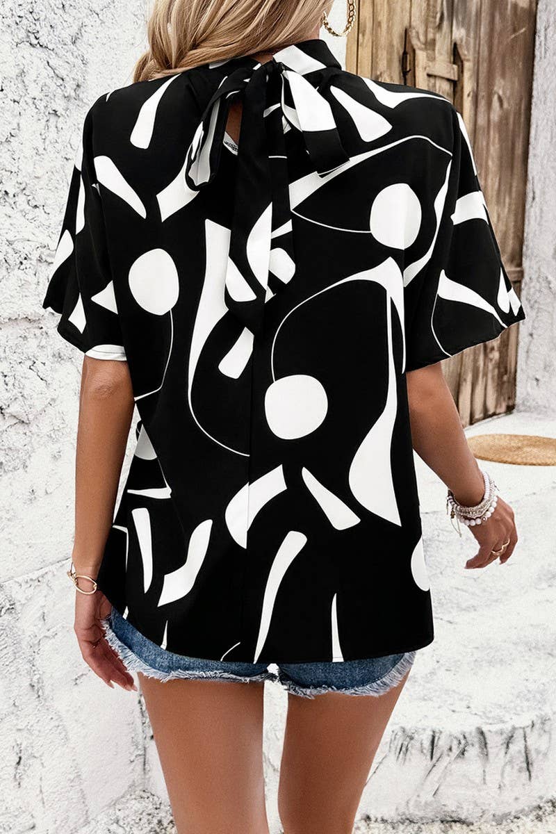 LEISURE PRINTING SHORT SLEEVE BLOUSE_CWTSTS0319